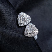 Natural White Diamond Heart Stud Earrings D:0.50ct, d:0.66ct, 18K Gold